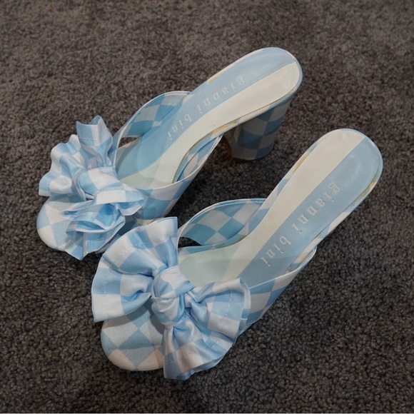 Gianni Bini Blue Checkered Heels - Picture 3 of 3